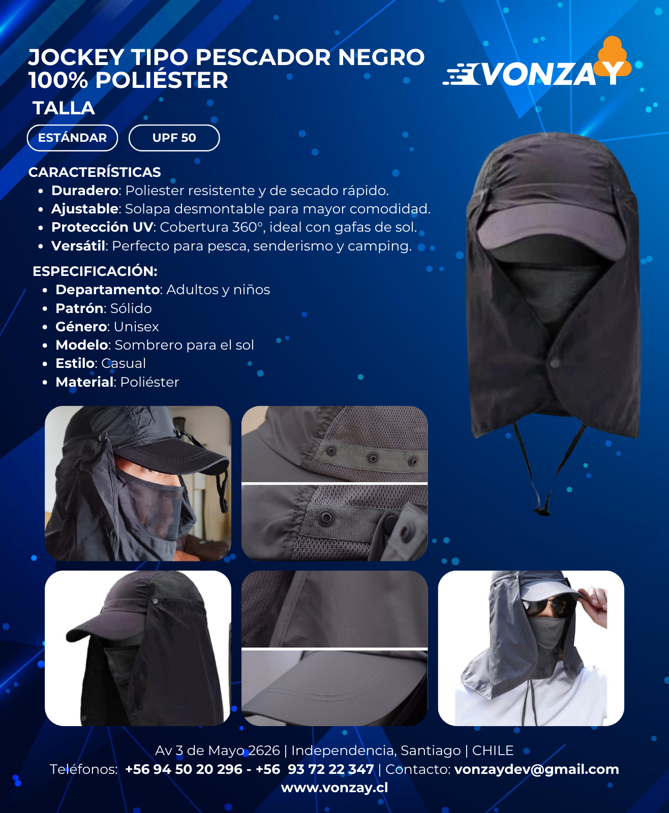 Jockey Legionario tela dry fit Negro