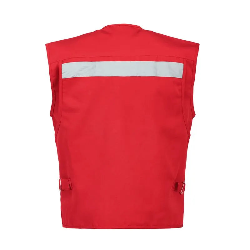 Chaleco Geologo Canvas 250 Gr. Rojo C/Reflectante multi bolsillo