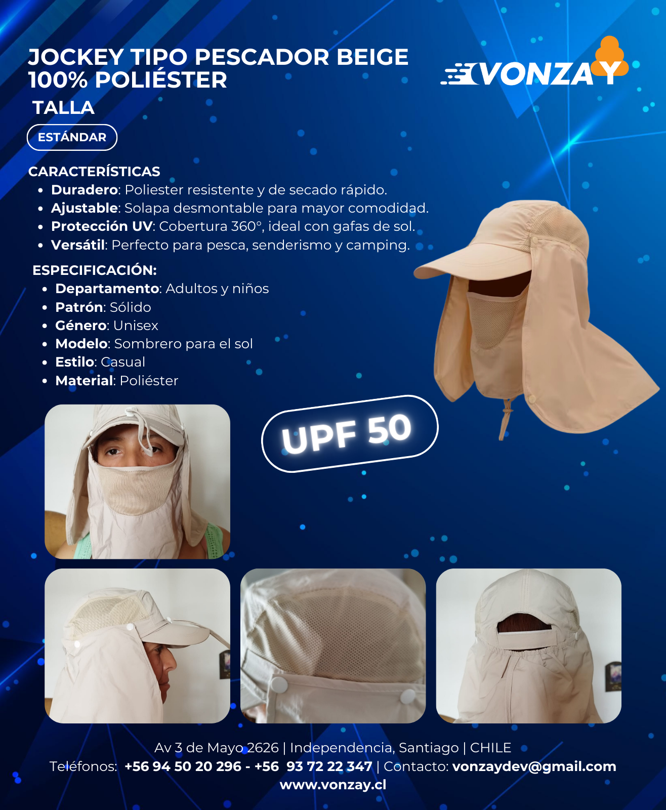 Jockey Legionario tela dry fit Biege