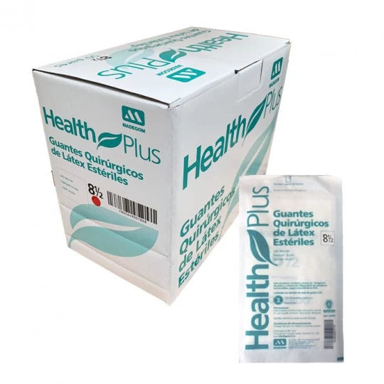 GUANTE QUIRÚRGICO DE LÁTEX ESTÉRIL LIBRE DE POLVO - Caja dispensadora con 50 pares.