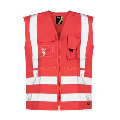 Chaleco Geologo Rojo Alta Visibilidad Guardia