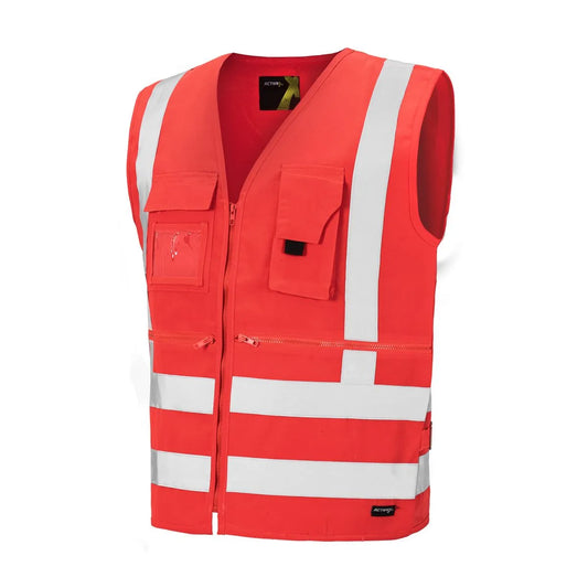 Chaleco Geologo Rojo Alta Visibilidad Guardia